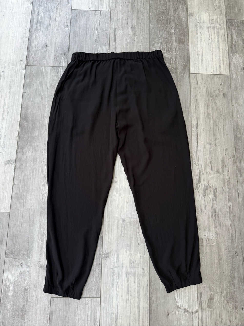 Eileen Fisher Black Silk Georgette Pleated Jogger Pants | Size S - Picture 7 of 10